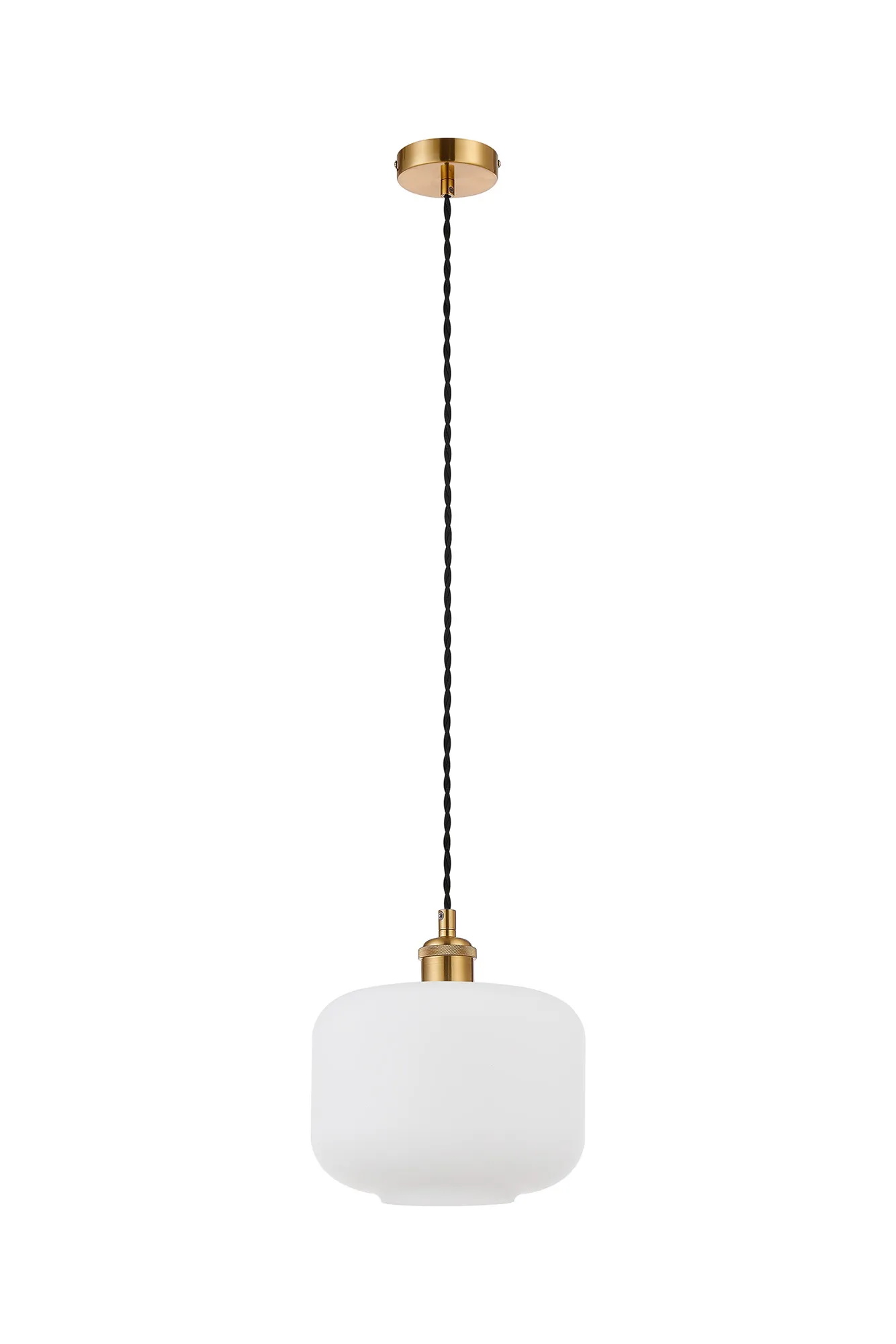 Cawdor Single Pendant, 1 Light E27, Gilt Bronze/Black/Opal Pumpkin Glass DK1141  Deco Cawdor